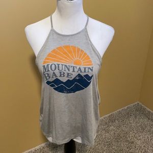 Bella Canvas Gray Tank Top with Orange and Blue Graphic
